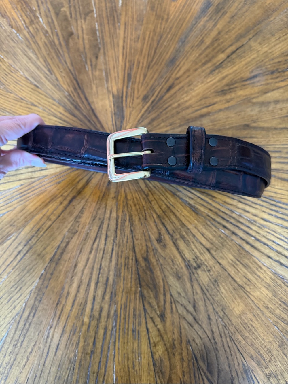 Men's Dark Brown Genuine Florida Alligator Belt Handmade in USA